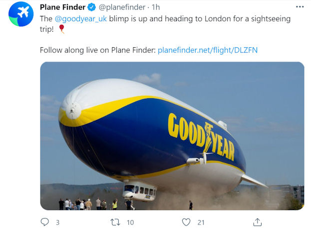 Goodyear Blimp approaching London