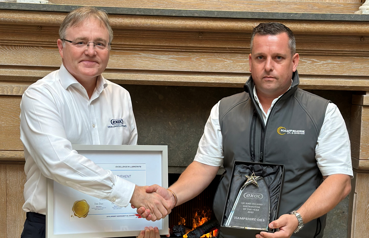 Hampshire Oil & Grease named Exol Distributor of the Year