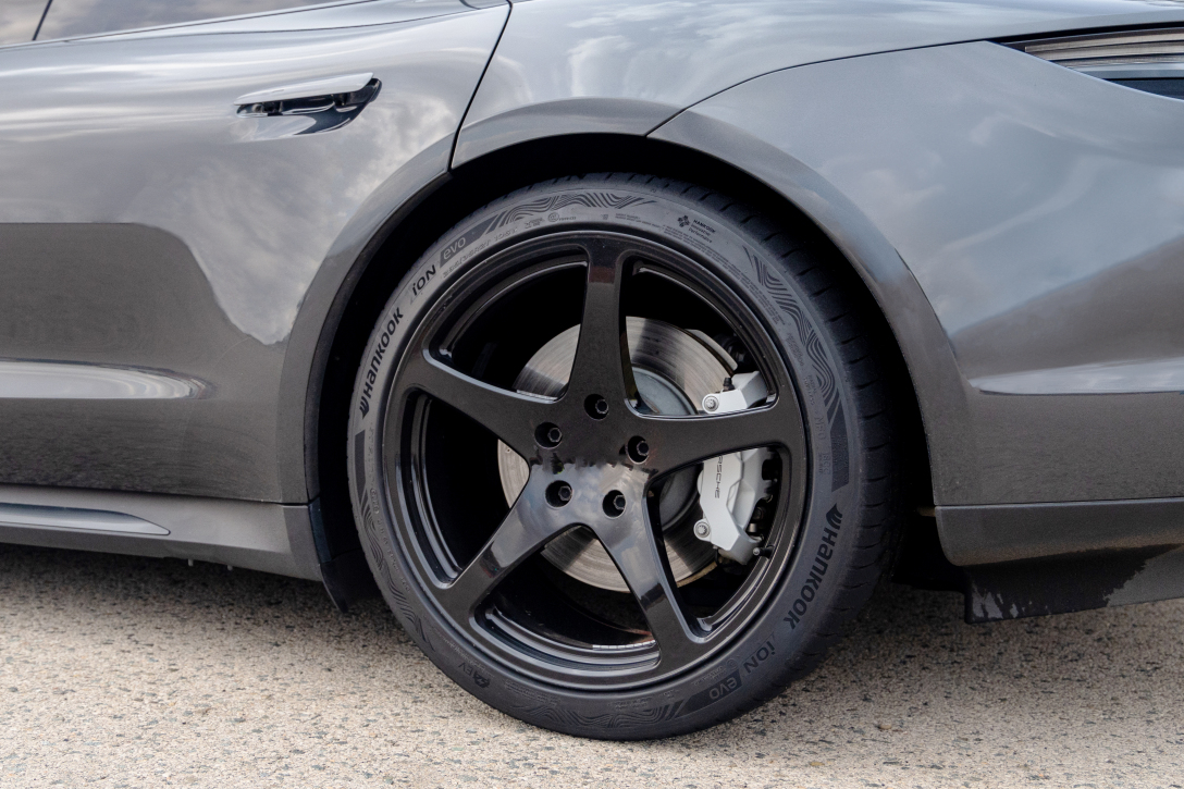 Porsche Taycan wearing ISCC Plus-certified Hankook tyres